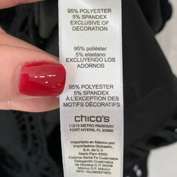 Chico's Velvet Embroidered Hem Shift Dress Black Sz Large - Picture 8 of 11